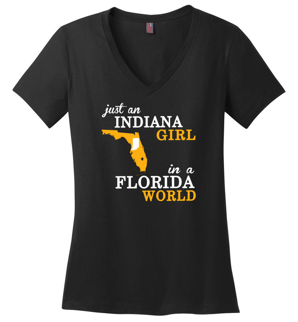 Just An Indiana Girl In A Florida World - Ladies V-Neck