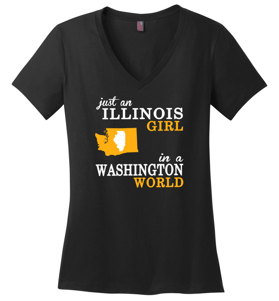 Just an Illinois Girl In A Washington World - Ladies V-Neck