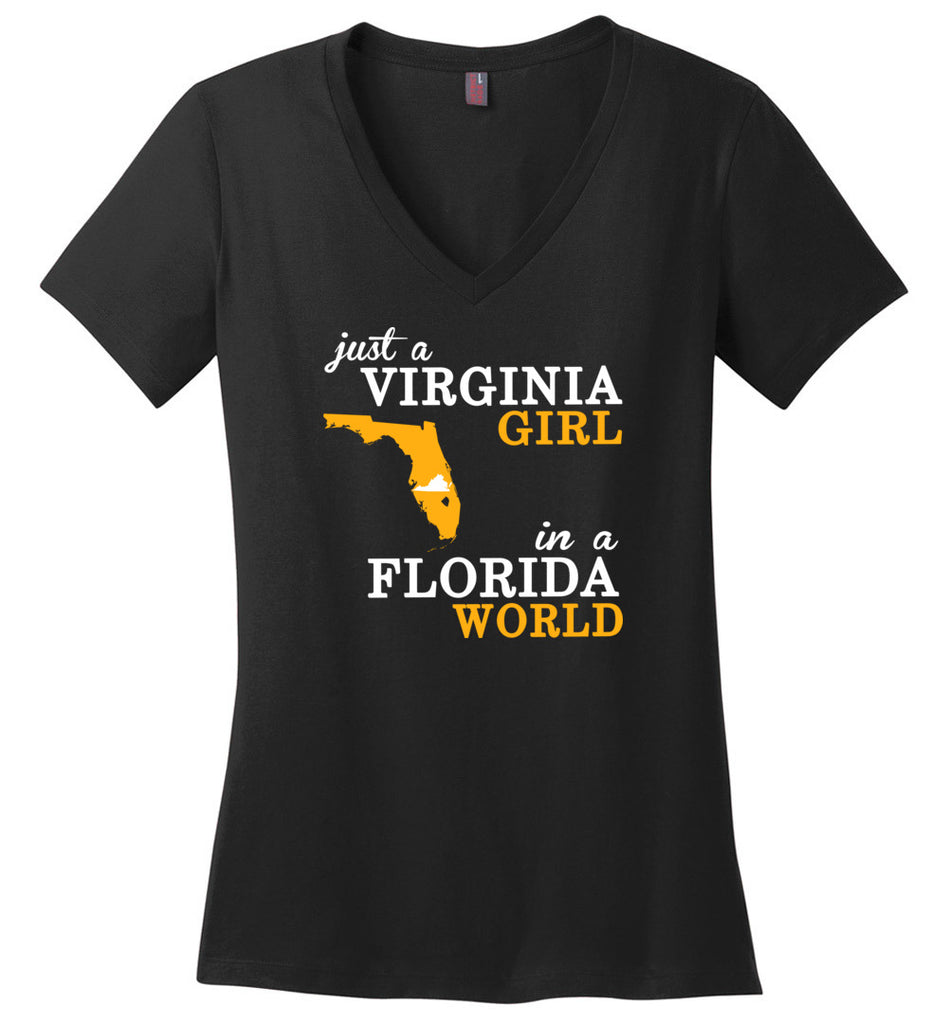 Just A Virginia Girl In A Florida World - Ladies V-Neck