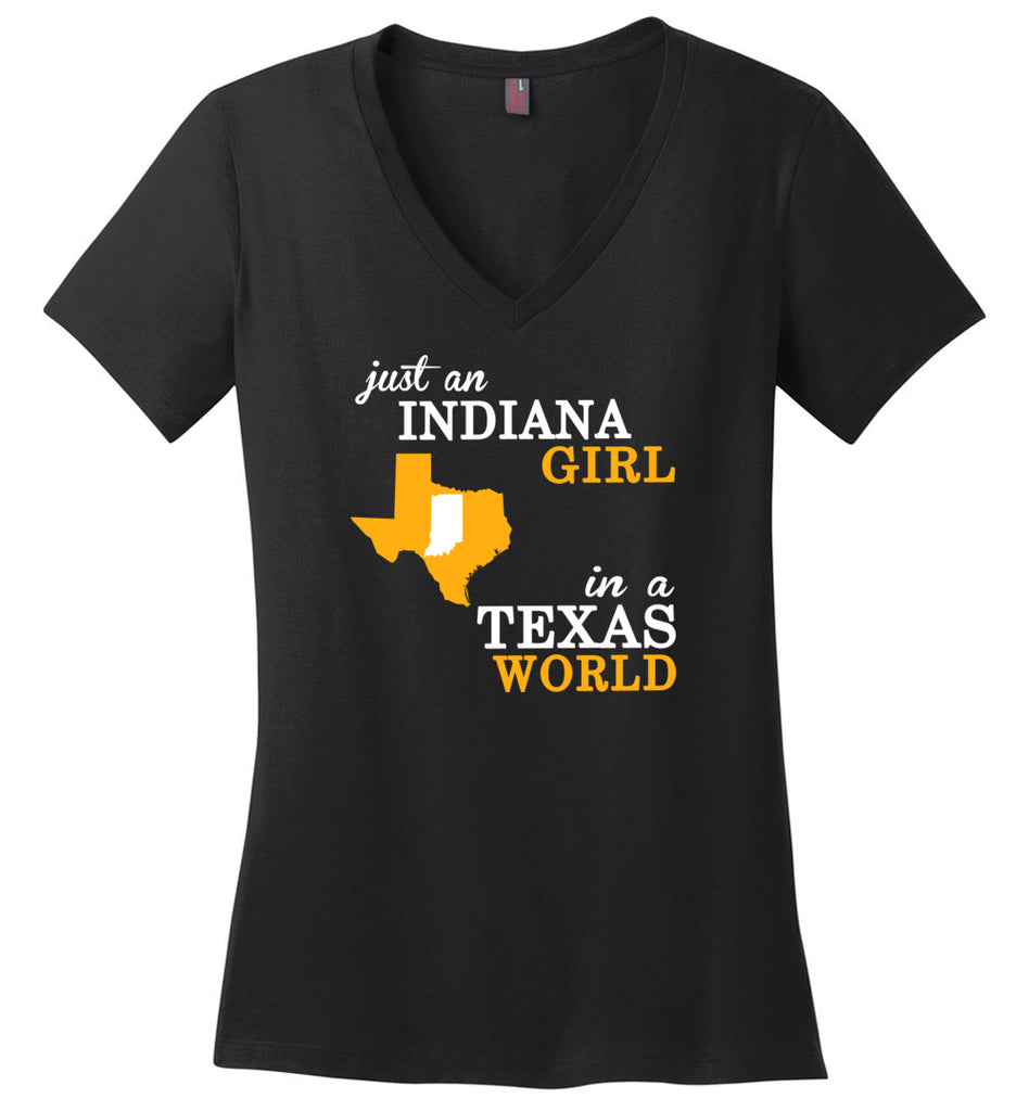 Just An Indiana Girl In A Texas World - Ladies V-Neck