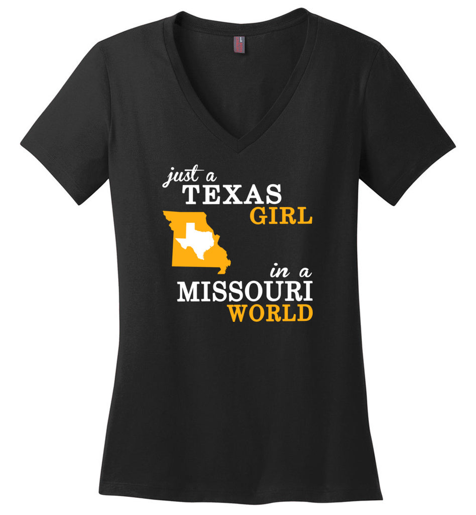 Just A Texas Girl In A Missouri World - Ladies V-Neck
