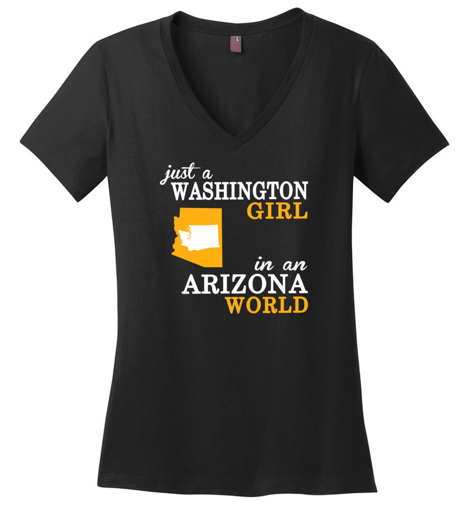 Just A Washington Girl In An Arizona World - Ladies V-Neck