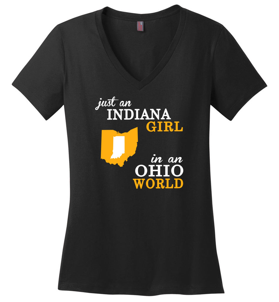 Just An Indiana Girl In An Ohio World - Ladies V-Neck