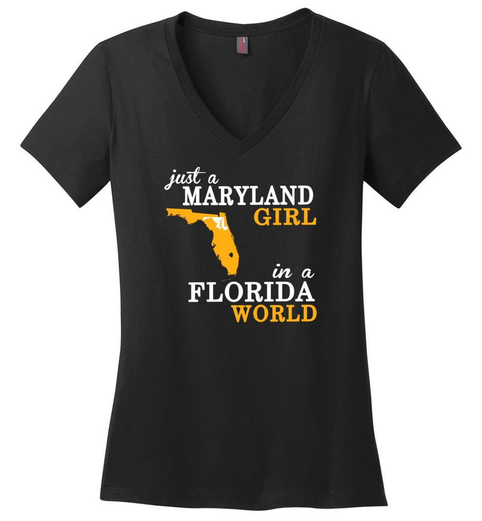 Just A Maryland Girl In A Florida World - Ladies V-Neck