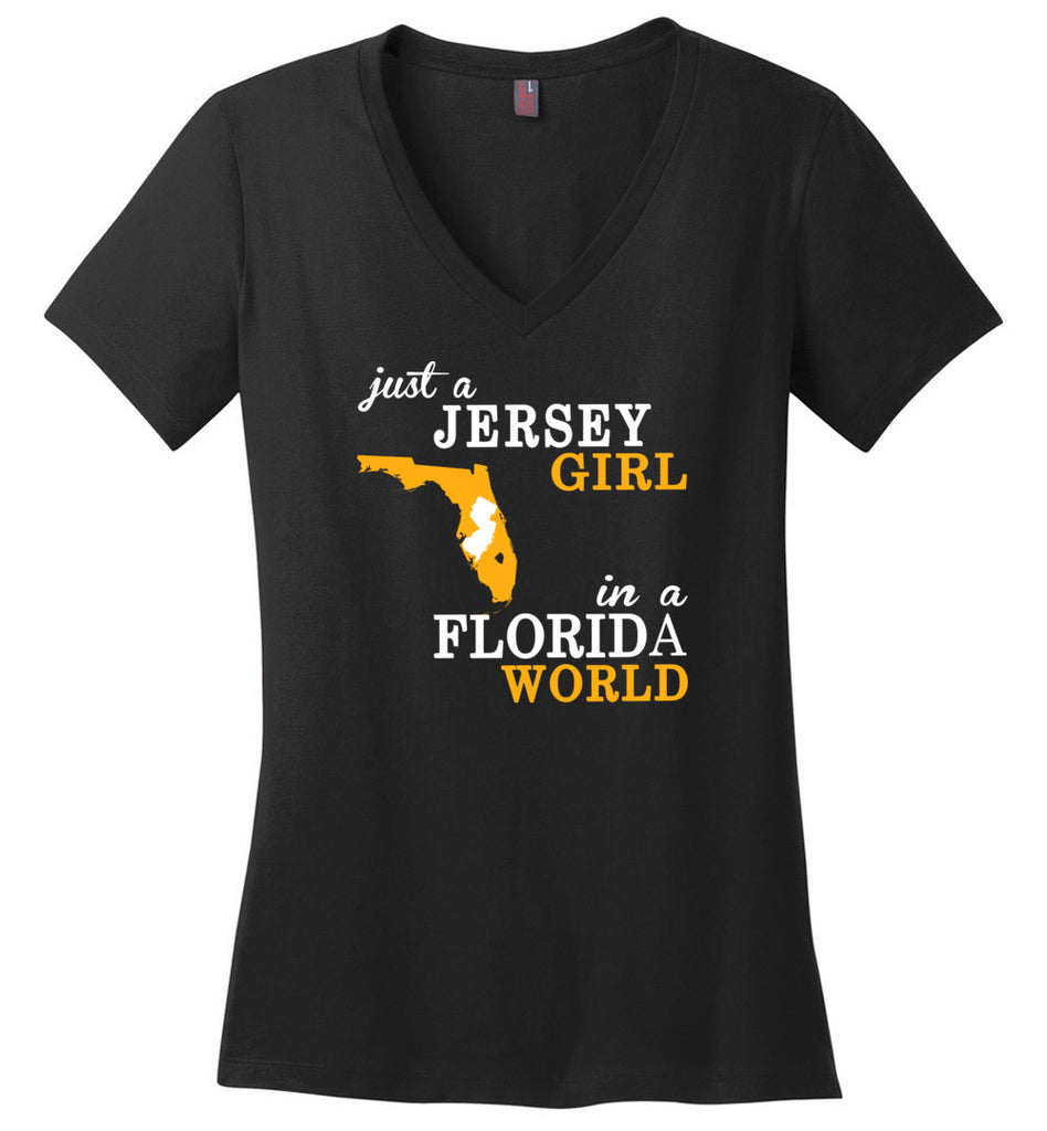 Just A Jersey Girl In A Florida World - Ladies V-Neck