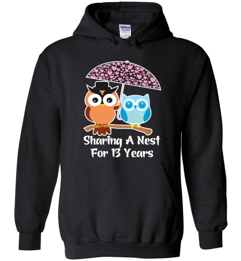 13 Years Wedding Anniversary Gifts Valentine’s Day Hoodie - Black / M