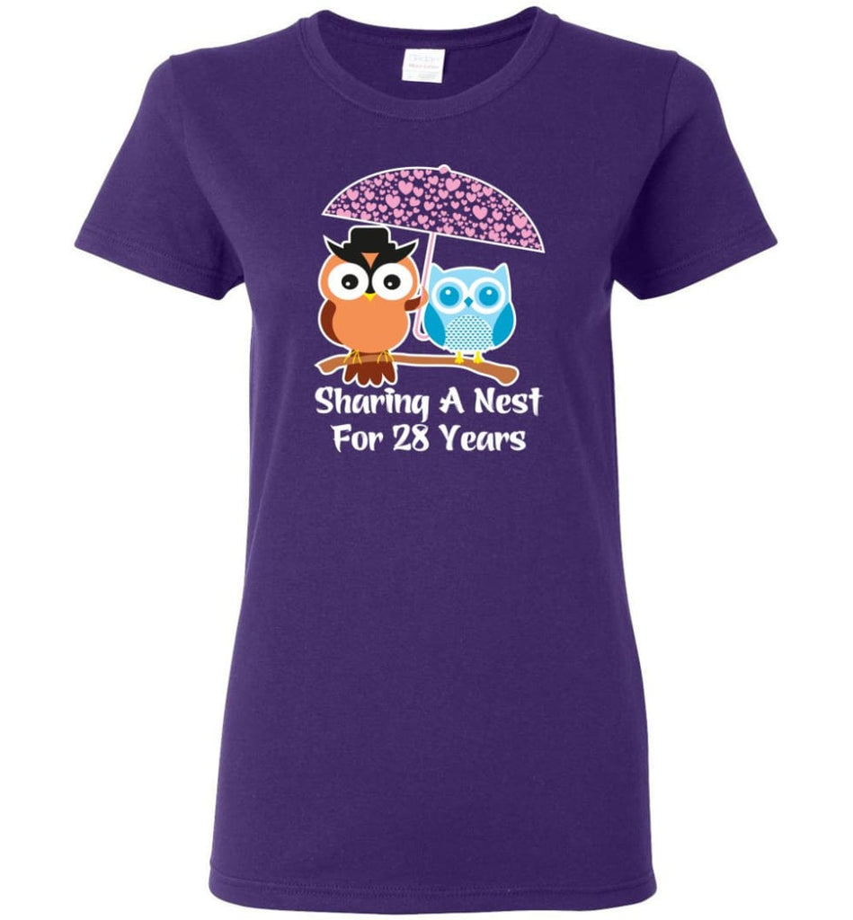 28 Years Wedding Anniversary Gifts Valentine’s Day Women Tee - Purple / M