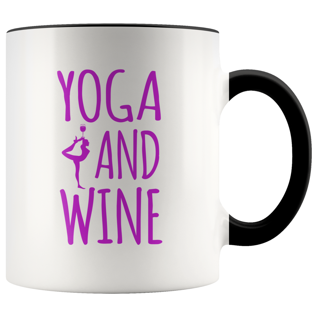 Yoga and Wine Funny Yogist Lady Love Drinking Premium Accent Mug