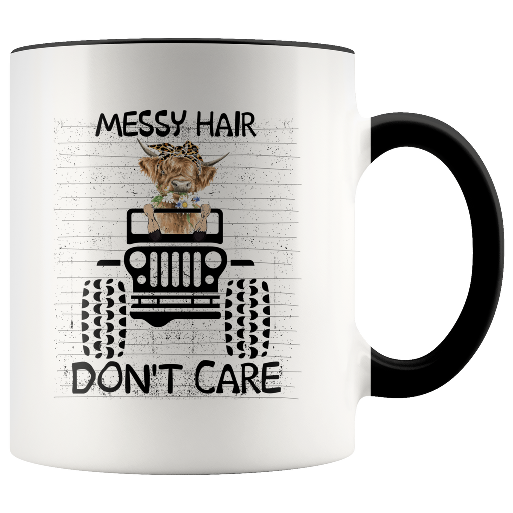 Messy Hair Cow Drives Don't Care Funny Gift For Jeep Owner Farmer Premium Accent Mug