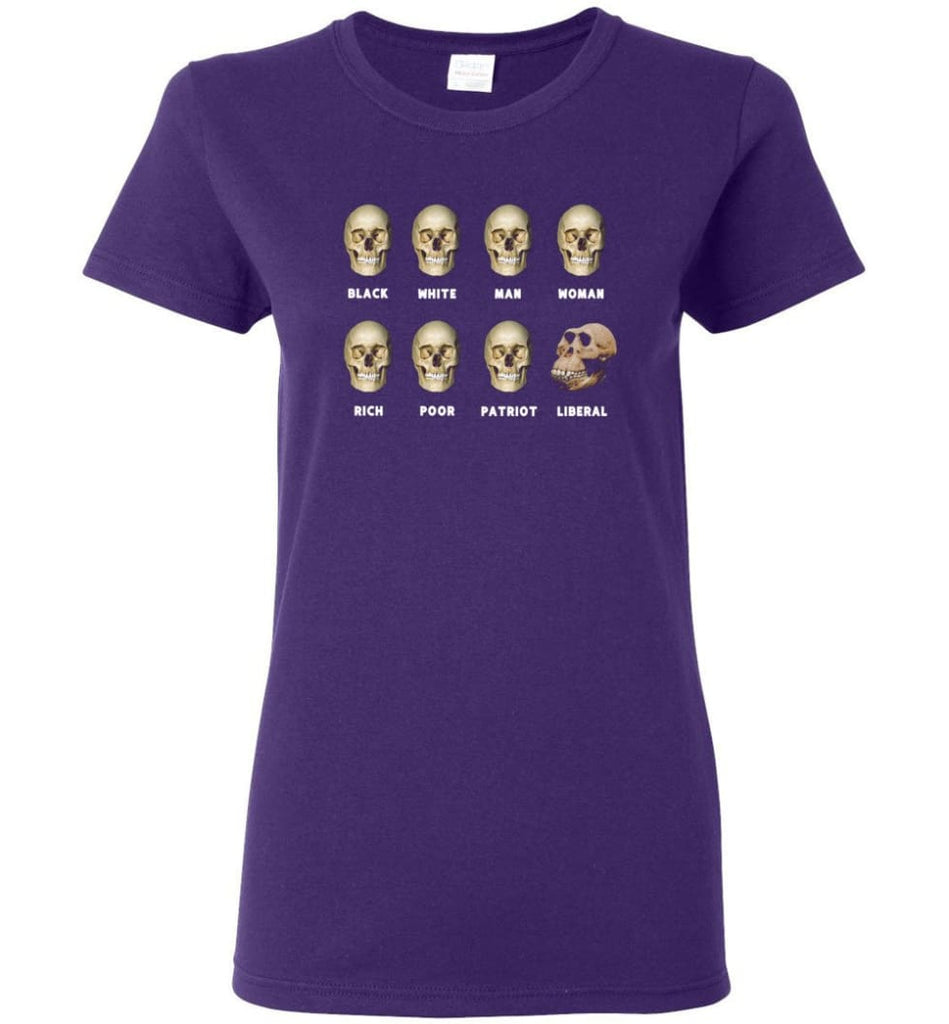 8 Skulls of Modern America Funny Shirt Women Tee - Purple / M