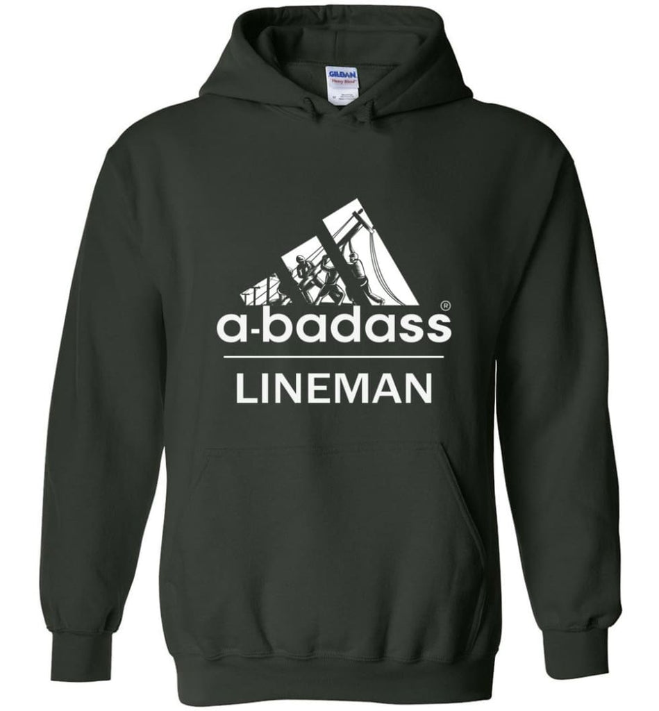 A Badass Lineman Shirts My Daddy Is A Lineman Shirt - Hoodie - Forest Green / M