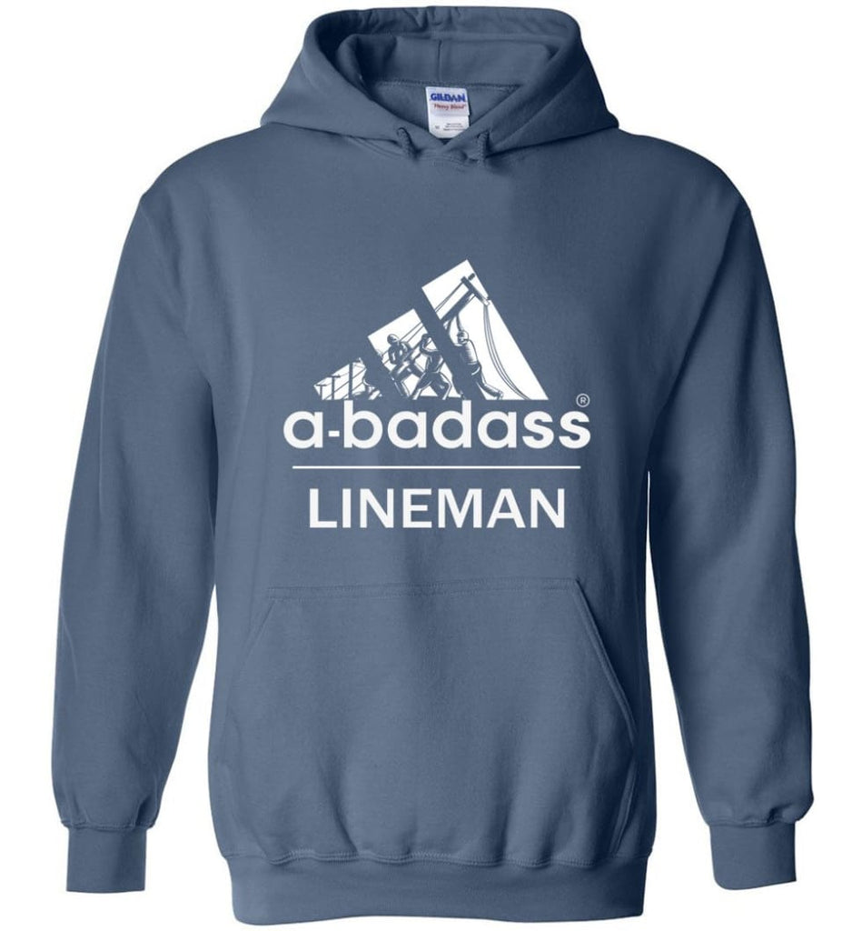 A Badass Lineman Shirts My Daddy Is A Lineman Shirt - Hoodie - Indigo Blue / M