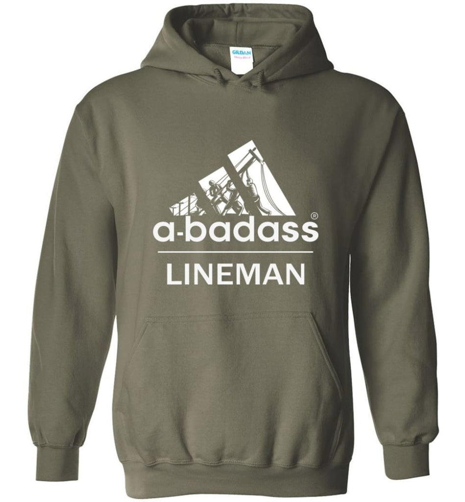 A Badass Lineman Shirts My Daddy Is A Lineman Shirt - Hoodie - Military Green / M