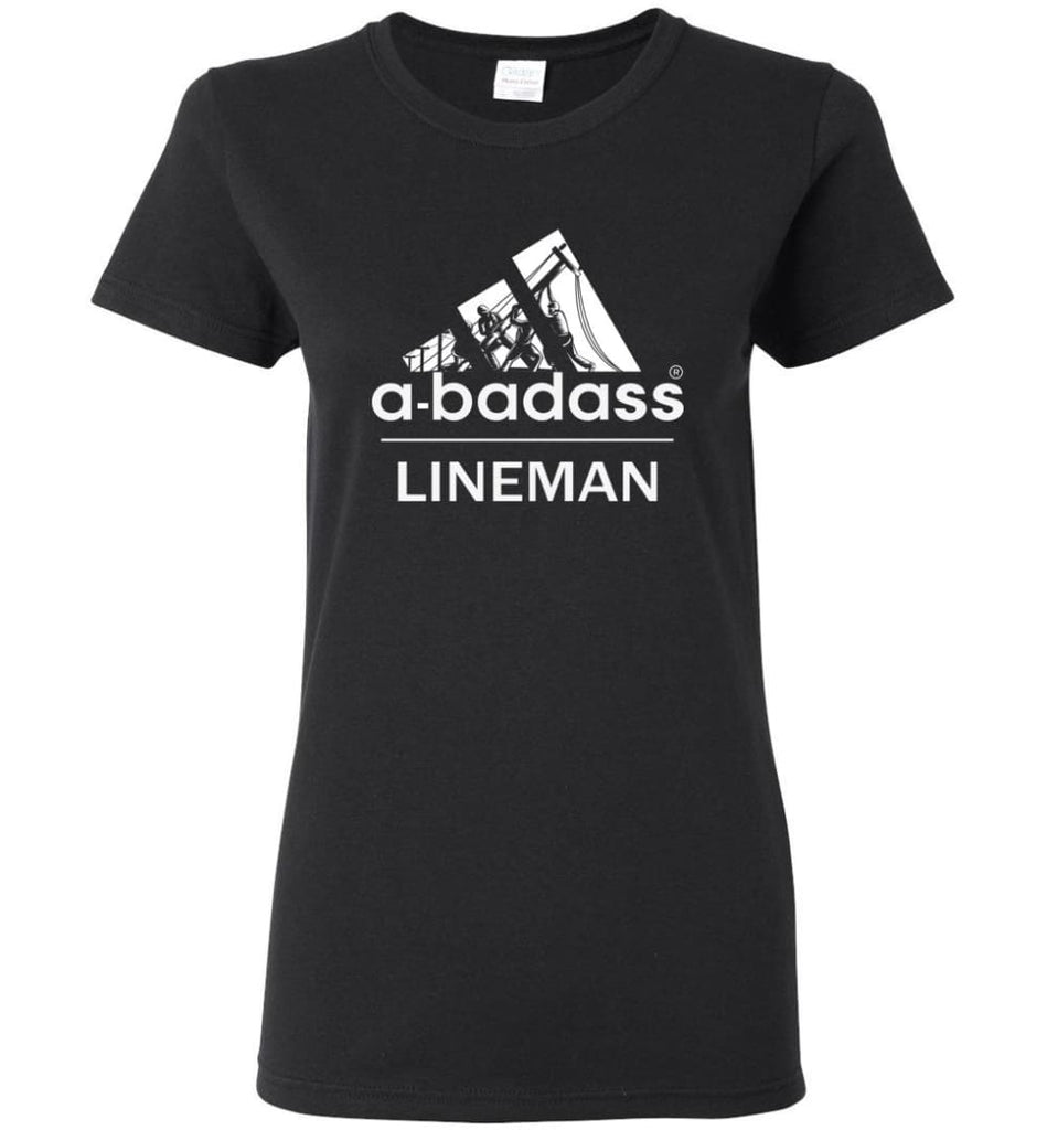 A Badass Lineman Shirts My Daddy Is A Lineman Shirt - Women T-shirt - Black / M