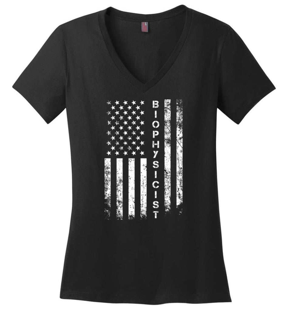 American Flag Baker Ladies V-Neck - Black / M
