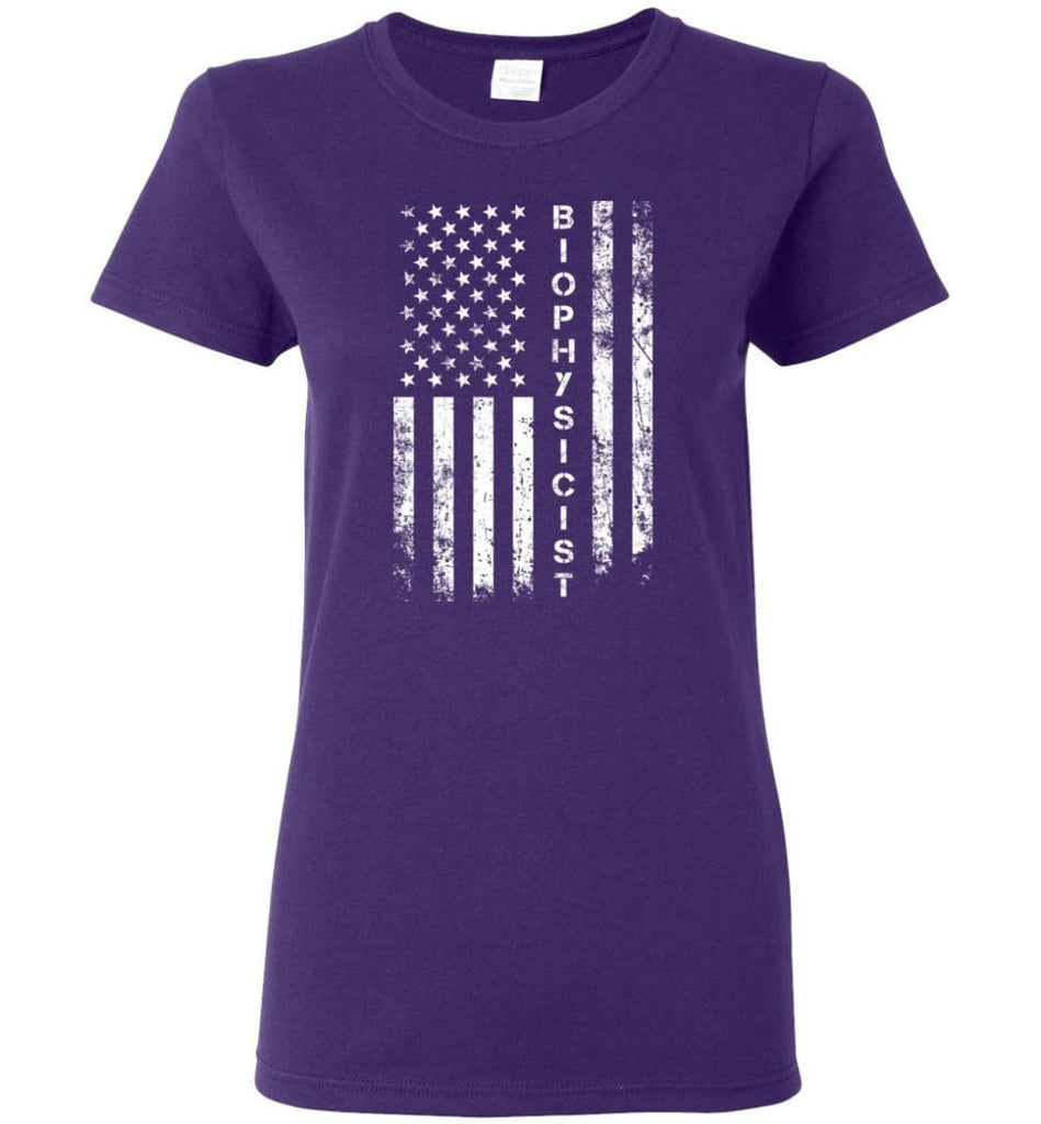 American Flag Biophysicist Women Tee - Purple / M