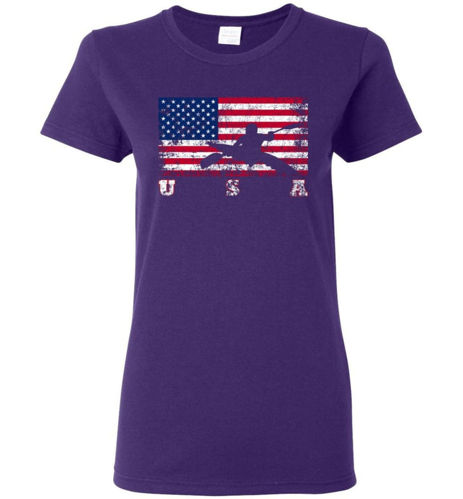 American Flag Canoe Slalom Women Tee - Purple / M