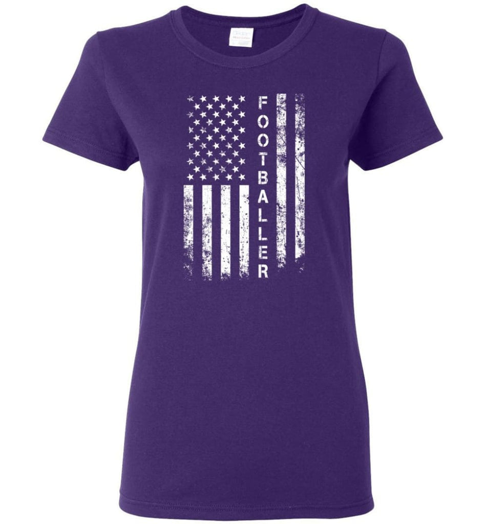 American Flag Footballer Women Tee - Purple / M