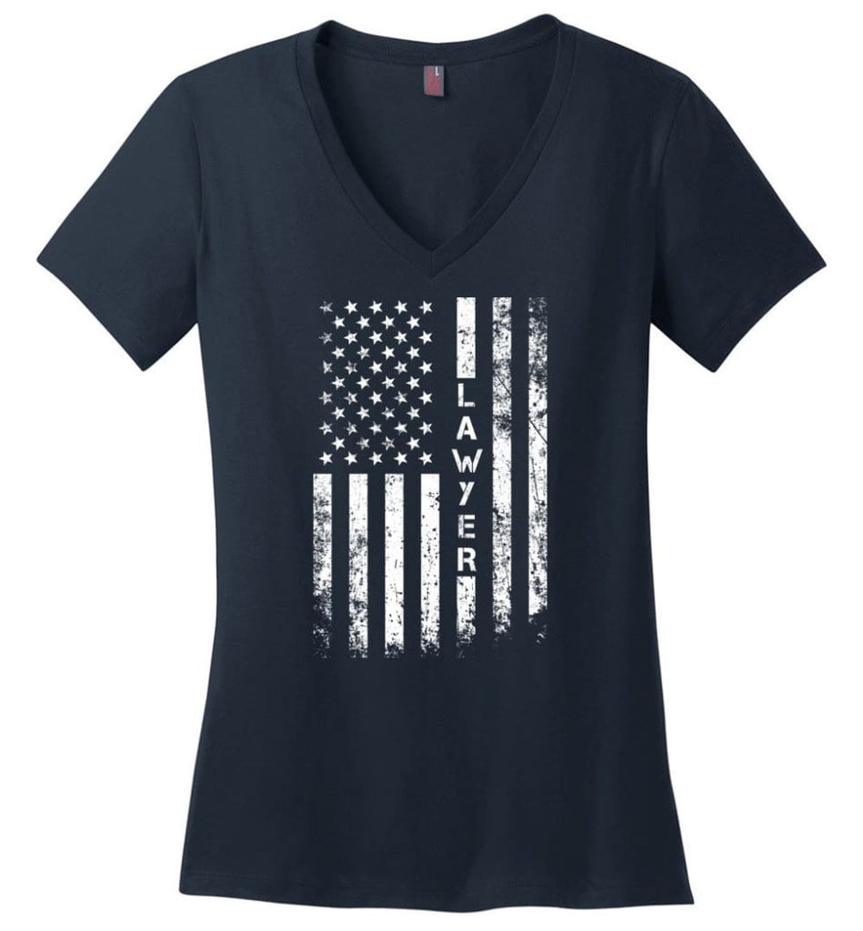 American Flag Geologist Ladies V-Neck - Navy / M