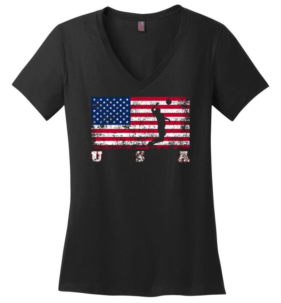 American Flag Taekwondo Ladies V-Neck - Black / M