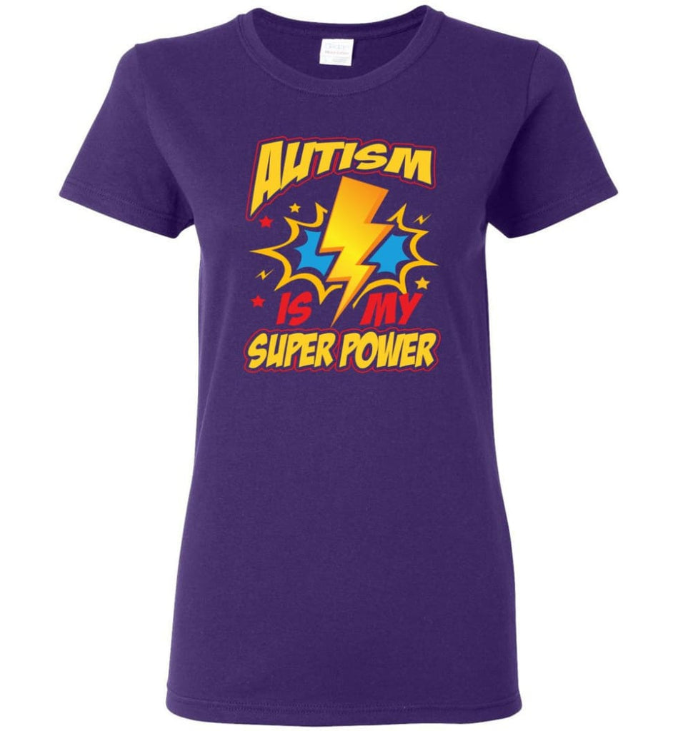 Autism Is My Super Power Shirt Autism Awareness Women Tee - Purple / M
