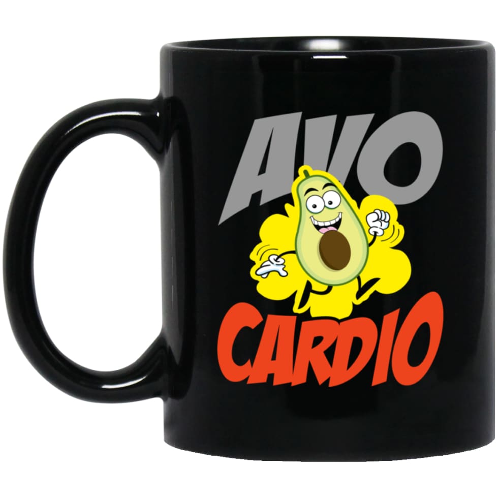 Avocado Avo Cardio Exercise Funny Fitness Workout Lover Gift 11 oz Black Mug - Black / One Size - Drinkware