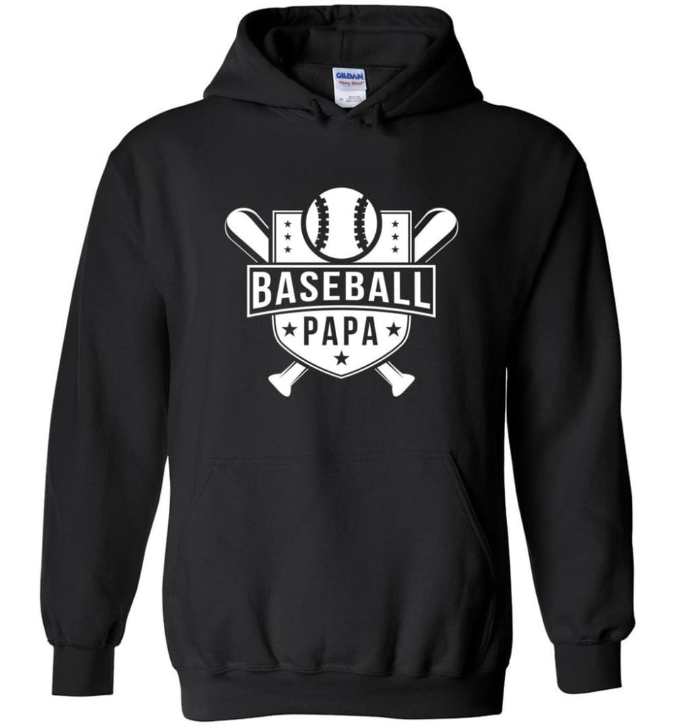 Baseball Papa Baseball Player Dad Father Lover Hoodie - Black / M