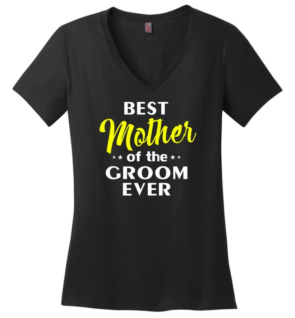 Best Dad Of The Groom Ever Ladies V-Neck - Black / M