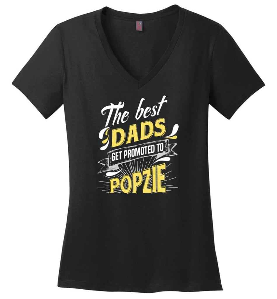 Best Dads Get Promoted To Popzie Christmas Gift for Grandpa Ladies V-Neck - Black / M