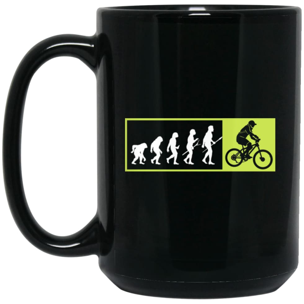 Bicycle Addicted Shirt Evolution To Cycles 15 oz Black Mug - Black / One Size - Drinkware