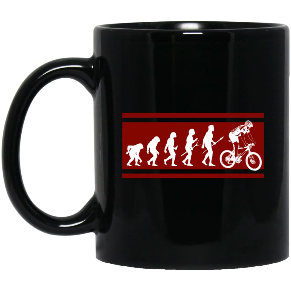Bicycle Moutain Biker Cycling Shirt Evolution To Biking 11 oz Black Mug - Black / One Size - Drinkware