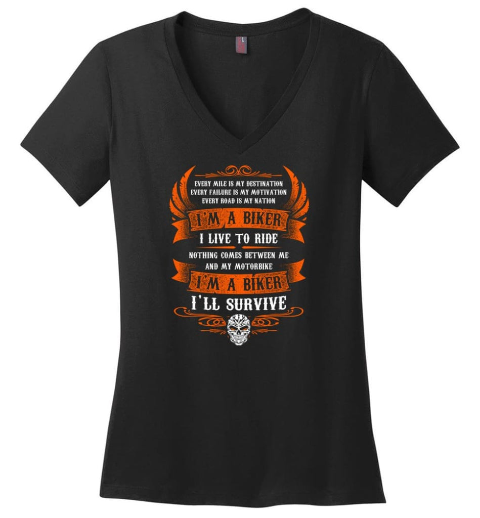 Biker Born Biker Bred When I Die I’ll Be Biker Dead Shirt Ladies V-Neck - Black / M