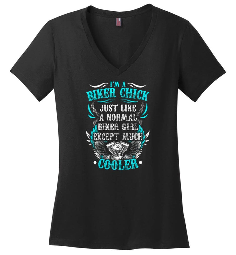Biker Shirt Four Wheels Move the Body Two Wheels Move the Soul Ladies V-Neck - Black / M