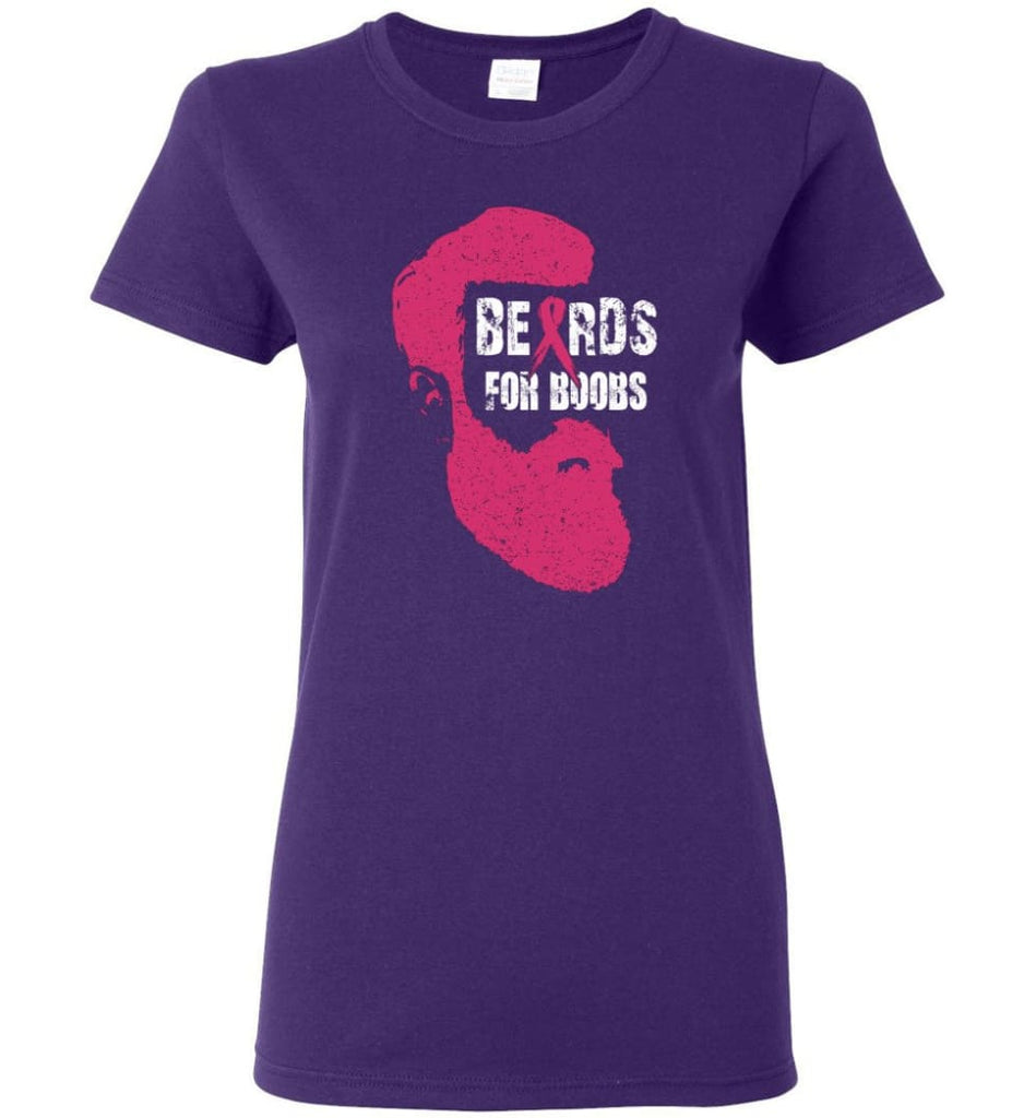 Breast Cancer Beards for Boobs Breast Cancer Awareness Women Tee - Purple / M