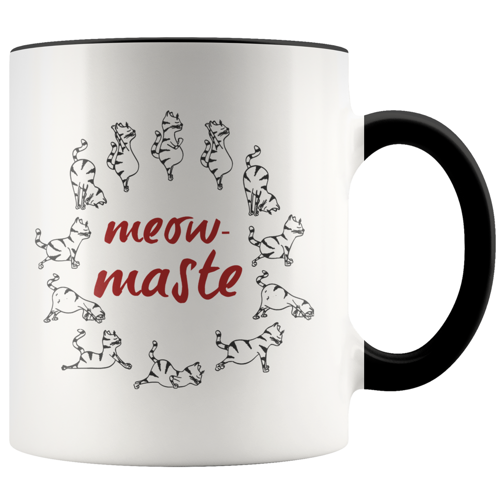 Meow-maste Cat Lover Gift Meow-Cats and Yoga Meditation Namaste Premium Accent Mug