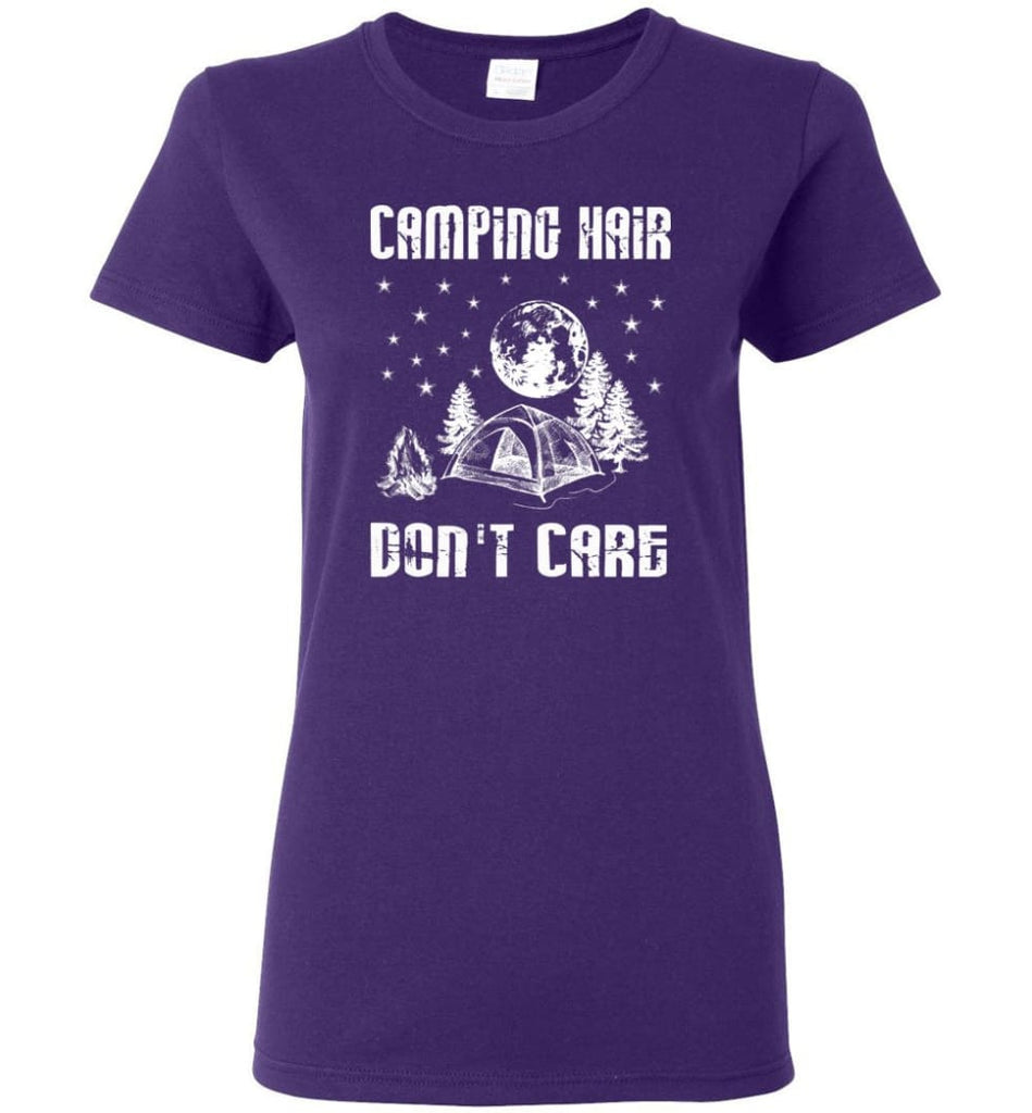 Camping Hair Don’t Care Shirt Funny Camping T Shirts Women Tee - Purple / M