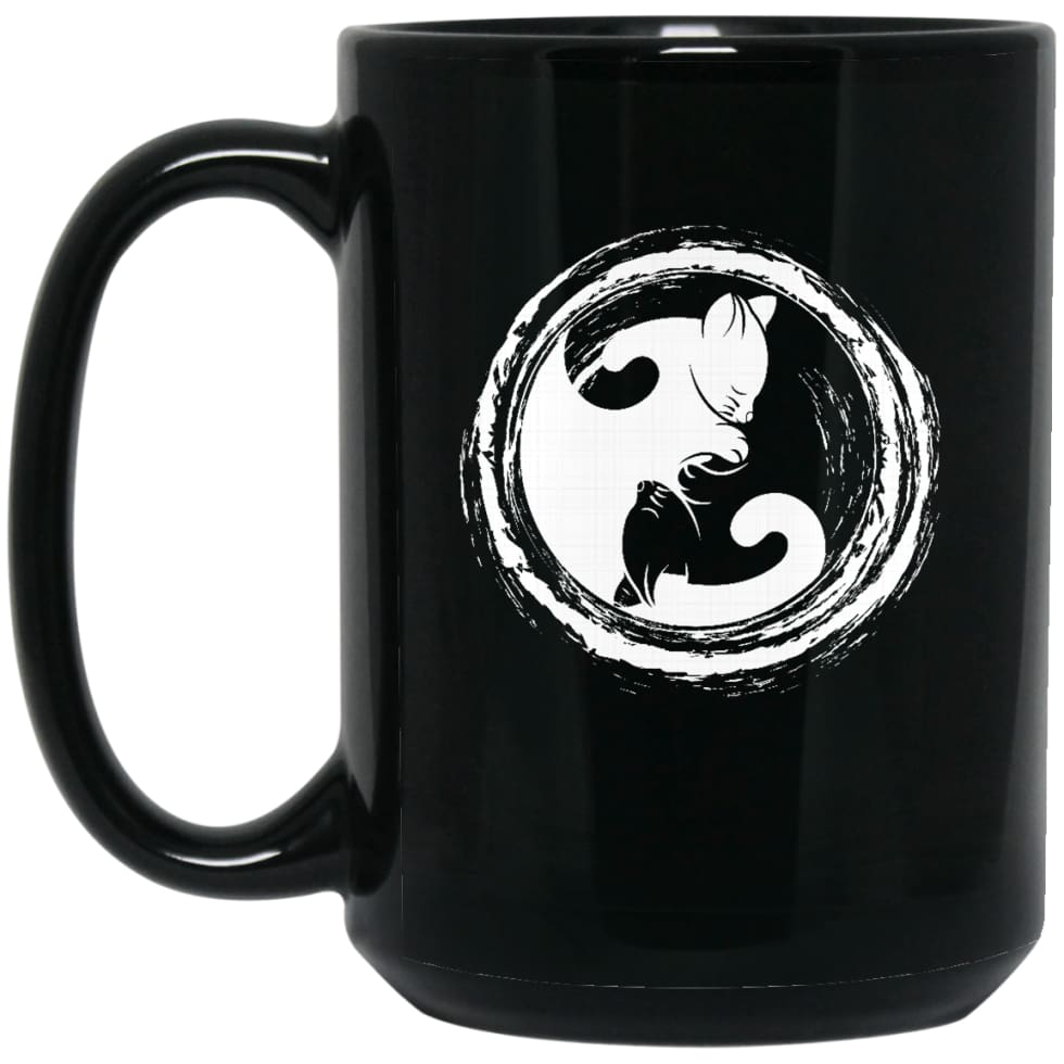 Cat Yin Yang Gift For Cat Lover Cats Owner 15 oz Black Mug - Black / One Size - Drinkware