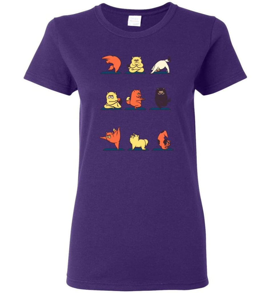 Cat Yoga T Shirt Cat Pose Yoga Downward Cat Yoga Funny Yoga Cat Class - Women T-shirt - Purple / M
