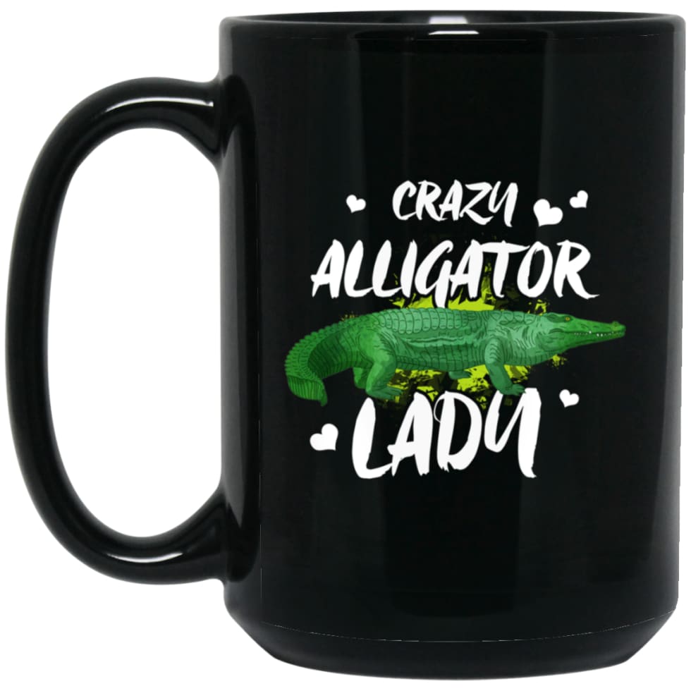 Crazy Alligator Lady 15 oz Black Mug - Black / One Size - Drinkware