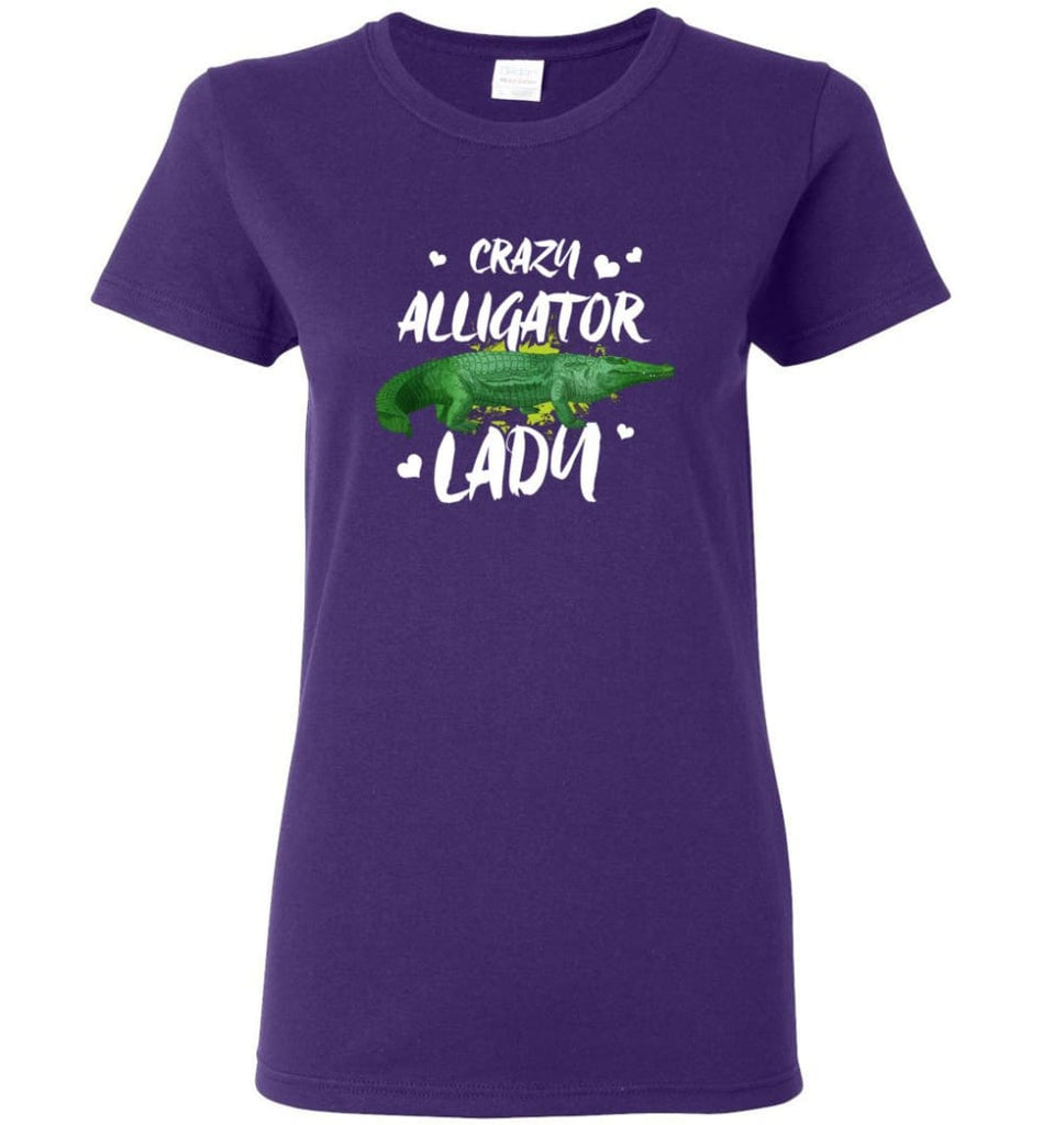 Crazy Alligator Lady Women Tee - Purple / M