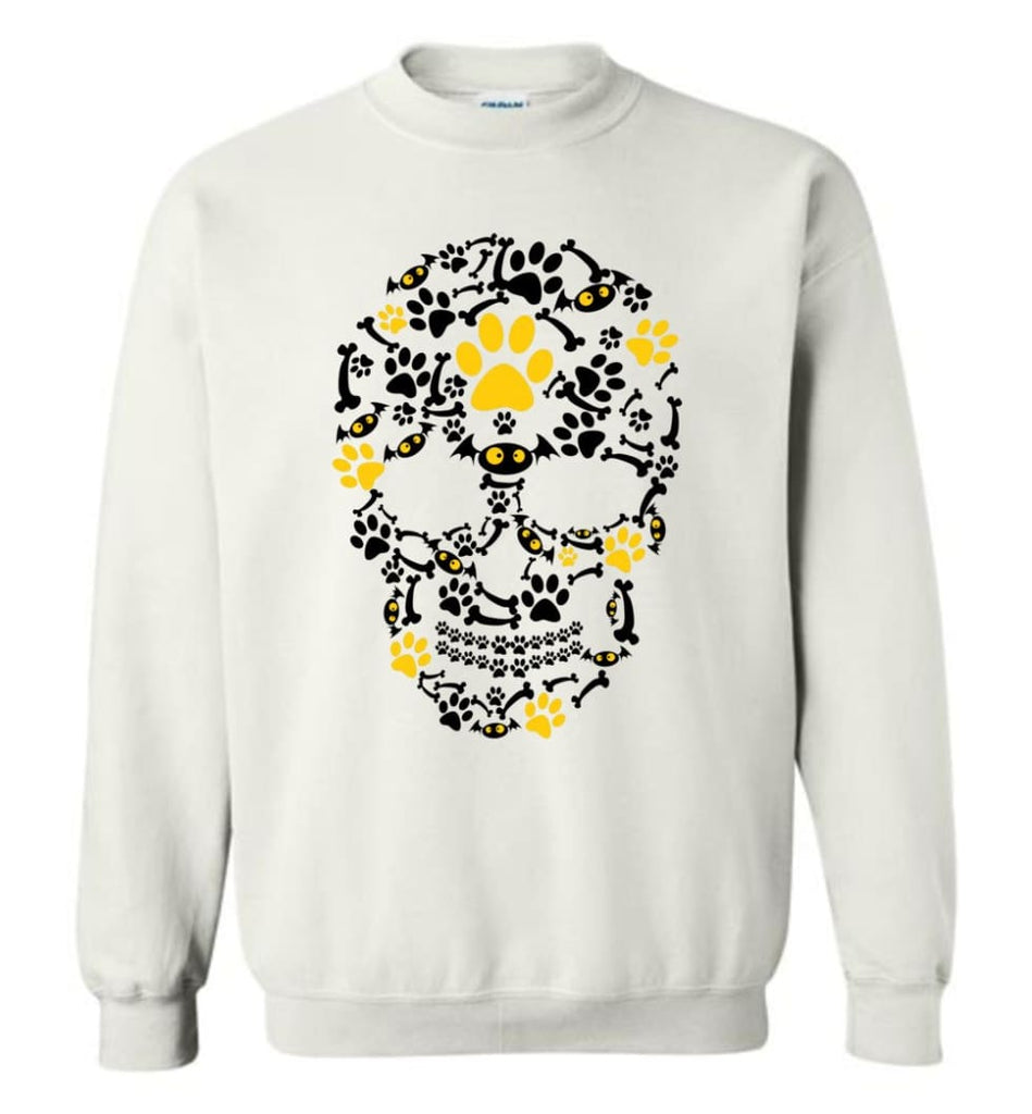 Crazy Cool Pumpkin Dog Paw Face Scary Halloween Skull - Sweatshirt - White / M - Sweatshirt