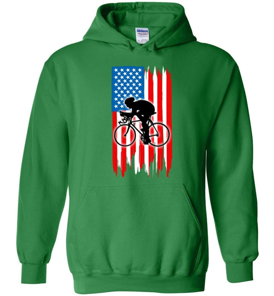 Cycling With American Flag - Hoodie - Irish Green / M