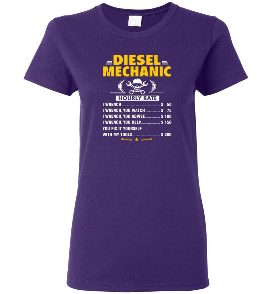 Diesel Mechanic Hourly Rate Women Tee - Purple / M