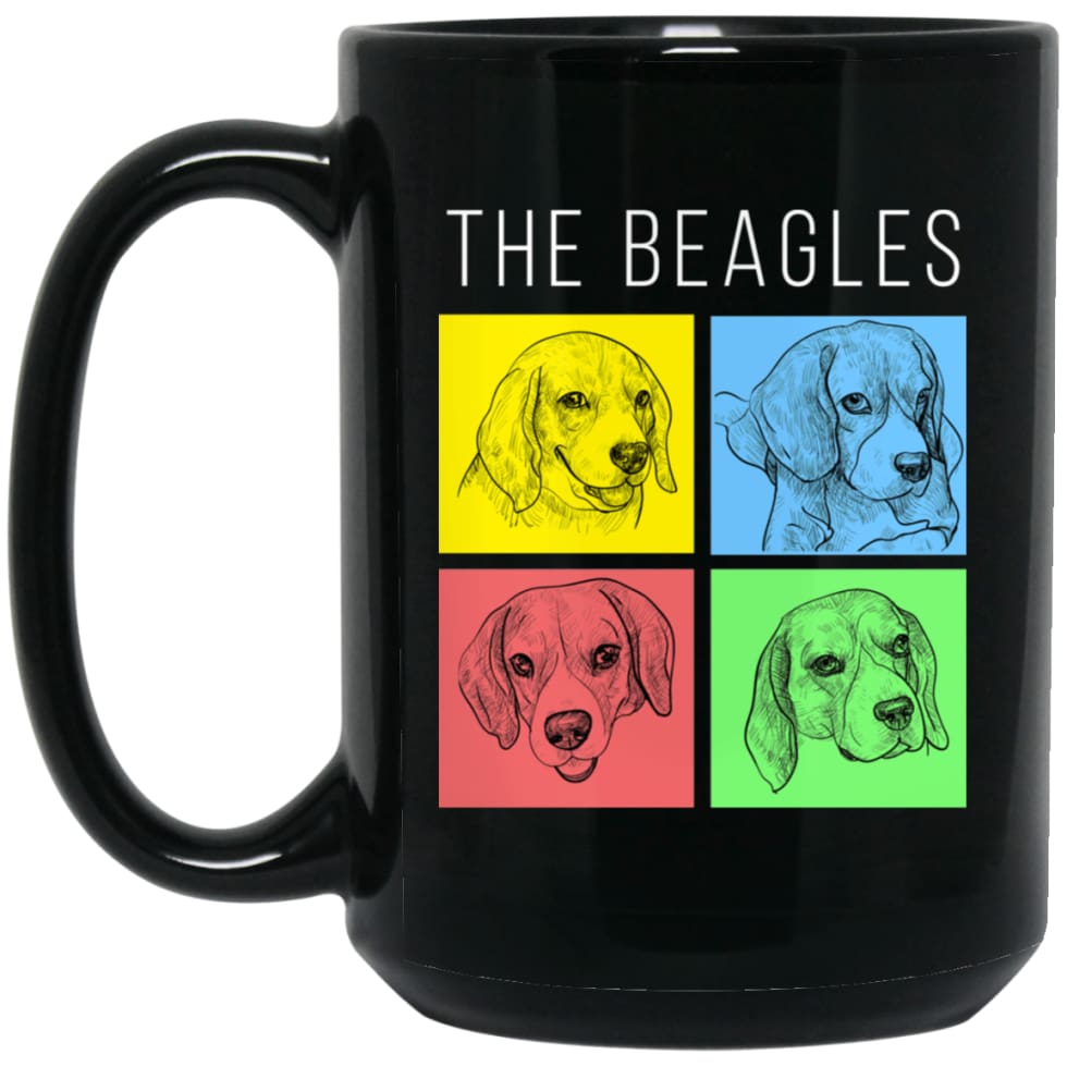 Dog Lovers Gift The Beagles Style 15 oz Black Mug - Black / One Size - Drinkware