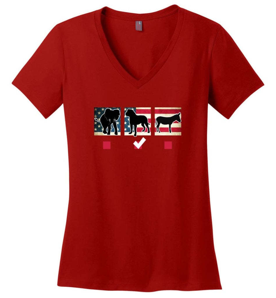 Dog Lovers Shirt I Love Dogs Vote Ladies V Neck - Red / M - womens apparel