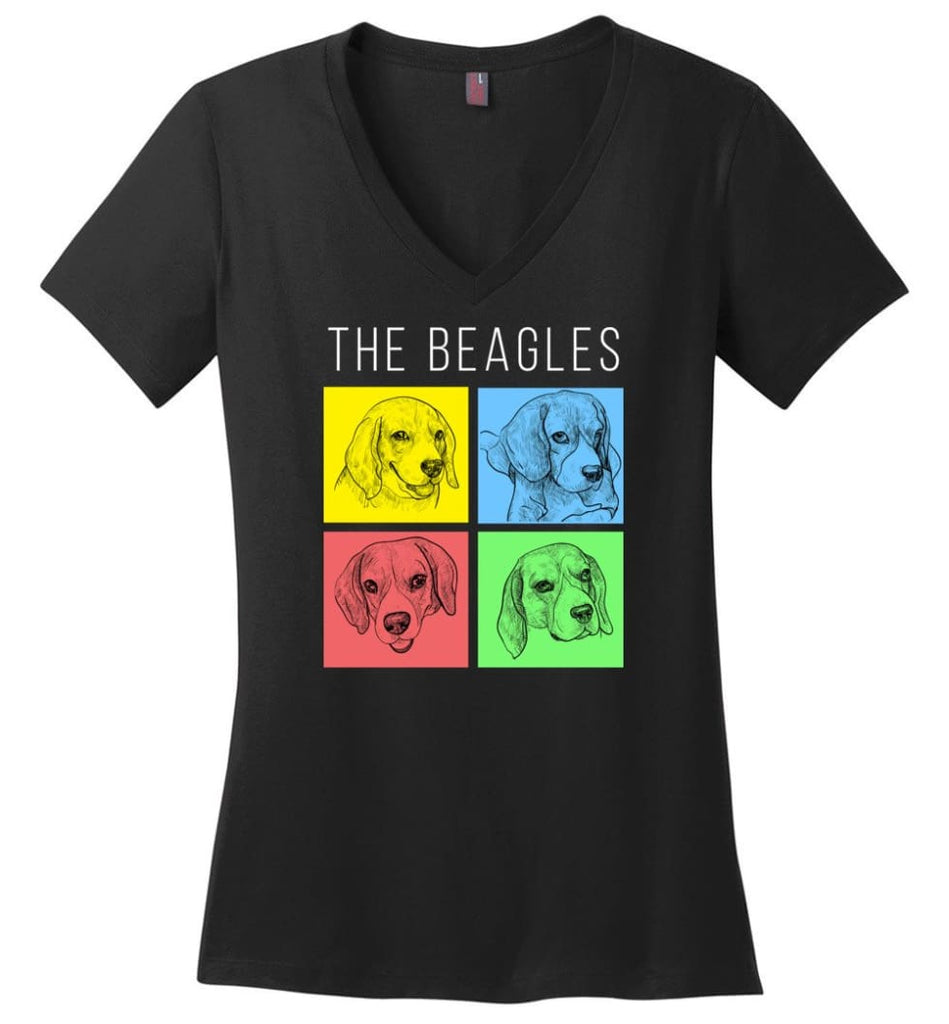 Dog Lovers Shirt The Beagles Style Ladies V Neck - Black / M - womens apparel