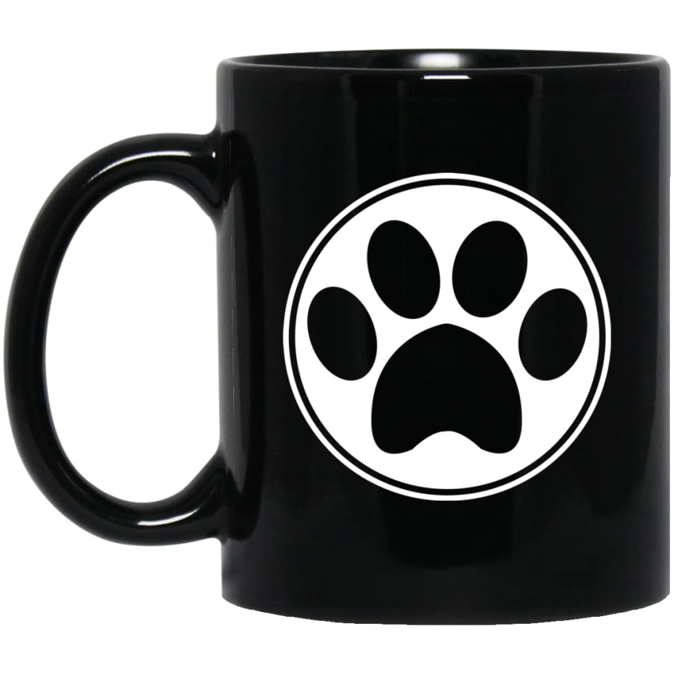 Dog Paw Print Dog Hand Simple Dog Heart Sign 11 oz Black Mug - Black / One Size - Drinkware