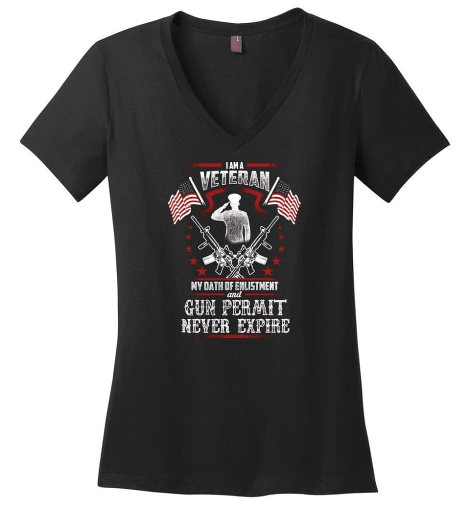 Don’t Mess With An Old Navy Veteran Shirt Ladies V-Neck - Black / M