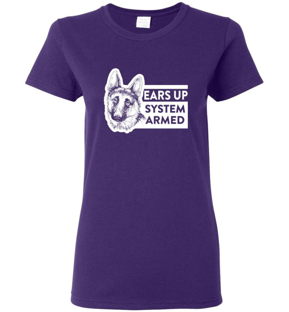 Ears Up System Armed German Shepherd Dog Owner or Lover Women Tee - Purple / M