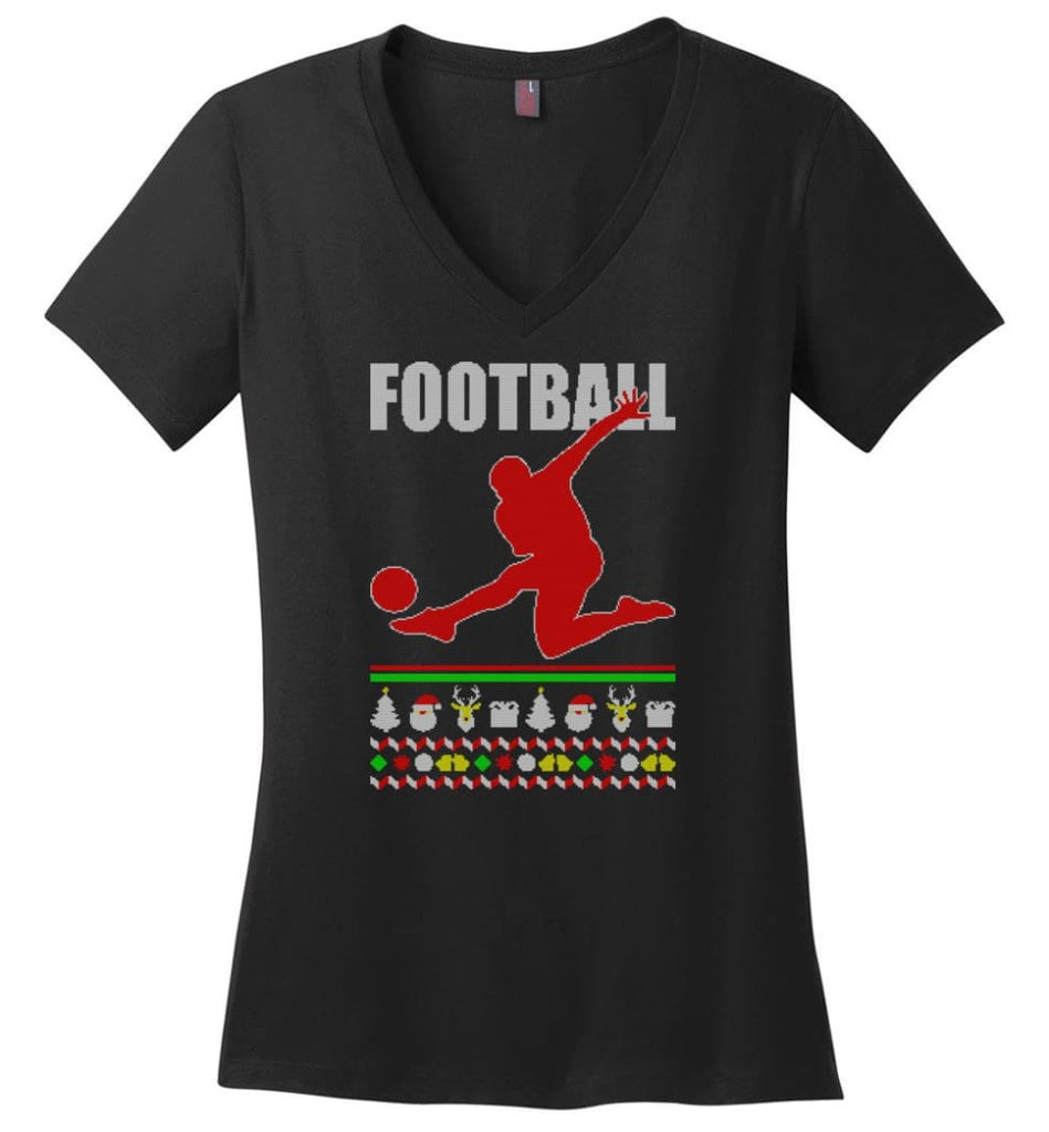 Equestrian Ugly Christmas Sweater Ladies V-Neck - Black / M